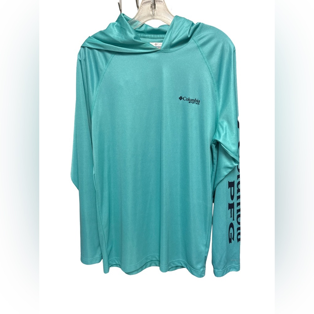 Columbia Men’s Small Aqua Performance Hoodie activewear outdoors fishing